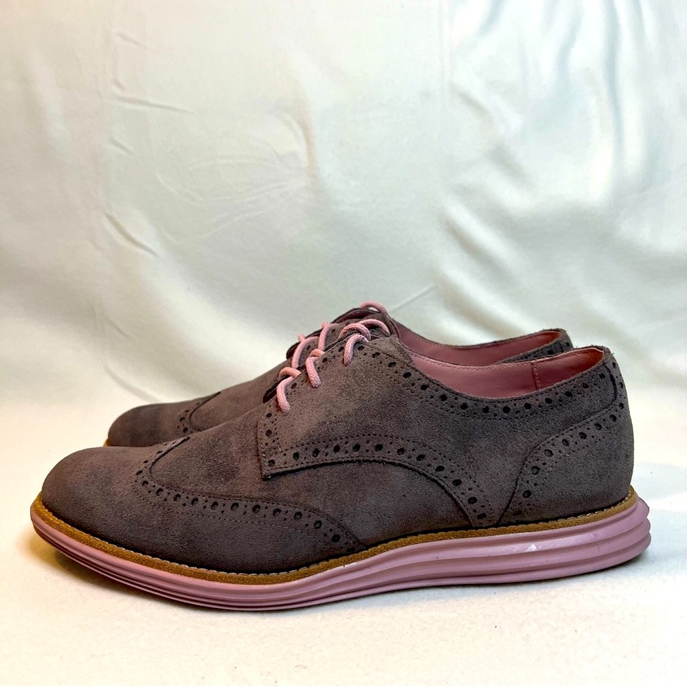Cole Haan Lunargrand Gray and Pink Wingtip Oxford Shoes - Women’s - Picture 4 of 10